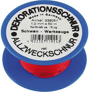 Schwan Maurerschnur 339051, rot, Ø 1mm, geflochtenes Polyethylen, 50 m