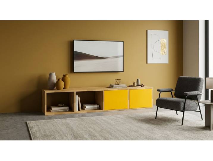Breites Lowboard für TV Buche Natur geölt