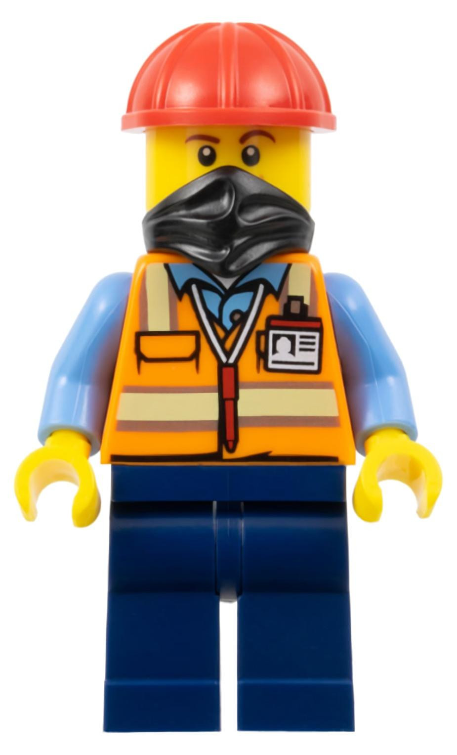 LEGO Minifiguur Bouwvakker Man met Oranje Veiligheidsvest (bdp059)
