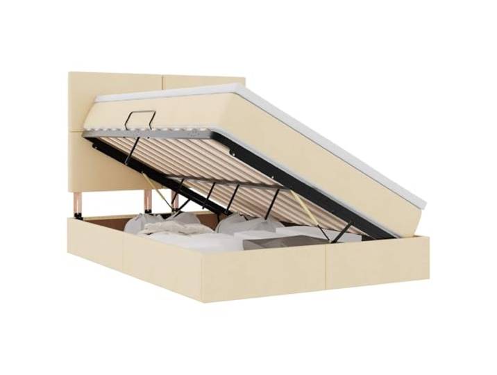 PUGYNBK Bett 140 x 200 cm mit seitlicher Aufbewahrung und cremefarbener Matratze