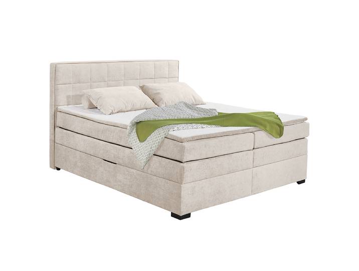 Boxspringbett Makosa 180 x 200cm Webstoff Beige/Taupe