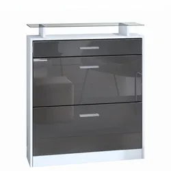 SCHUHSCHRANK Loret Front in Grau Hochglanz
