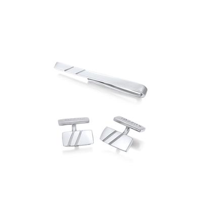 Manschettenknöpfe und Krawattennadel Set KUZZOI "Schmuckset Manschettenknöpfe Kravattennadel 925 Silber" Gr. 15, silber, Schmuck_Sets, Herren, 15