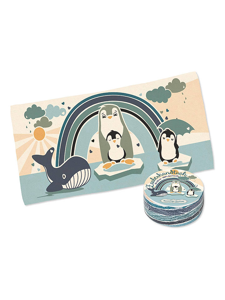 Lutz Mauder Zauberhandtuch "Pinguin" in Bunt/ Hellblau- (L)60 x (B)30 cm - onesize