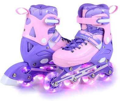 Costway 4-Size Adjustable Light-Up Inline Skates for Toddlers Ages 5-7-Purple