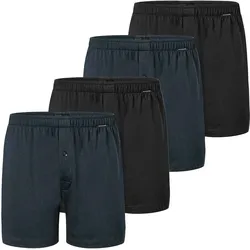 SCHIESSER Herren Jersey-Boxershorts, 4er Pack - 4Pack Boxershorts, Baumwolle, einfarbig Schwarz/Dunkelblau / XL