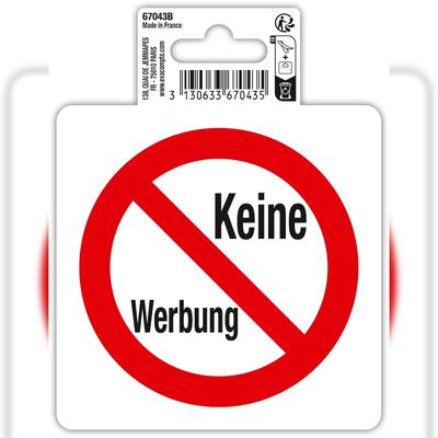 Exacompta 67043B Hinweisschild selbstklebend, Keine Werbung, 10x10 cm, PVC - Rot