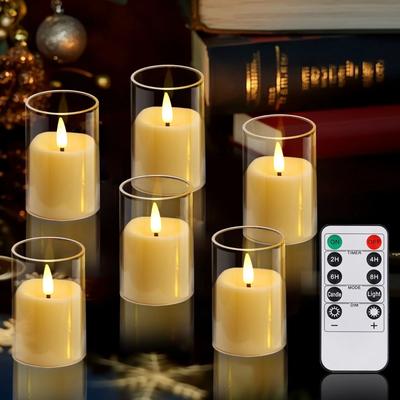 Uplifted Finds 6, 12, Or 24 Pcs Acrylic Glass Flameless LED Candles Battery Flickering Lights For Wedding Christmas Decor 24 Pcs clear