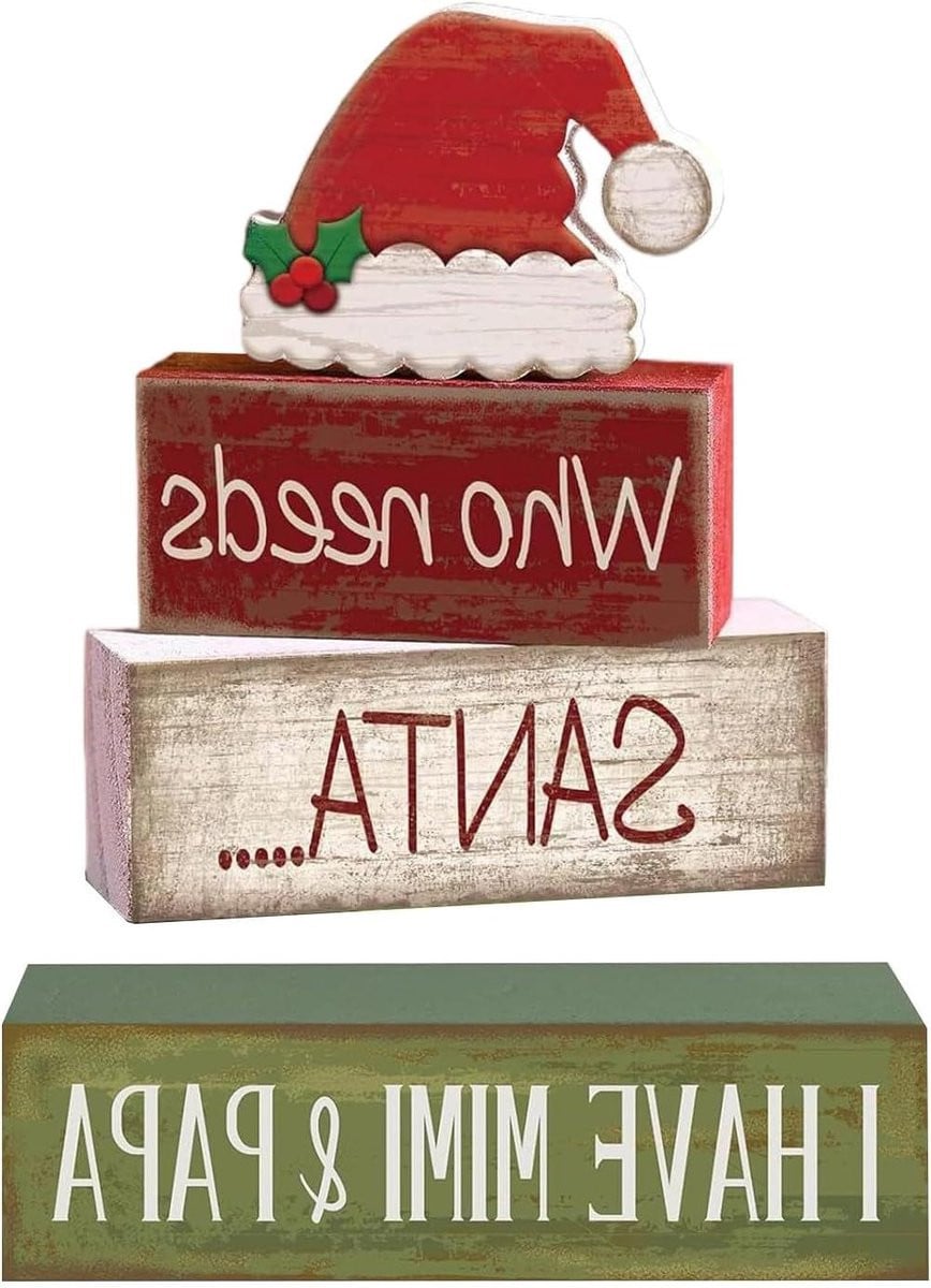 Kerst Dienblad Decoratie - Houten Kerst Borden - Rood Groen