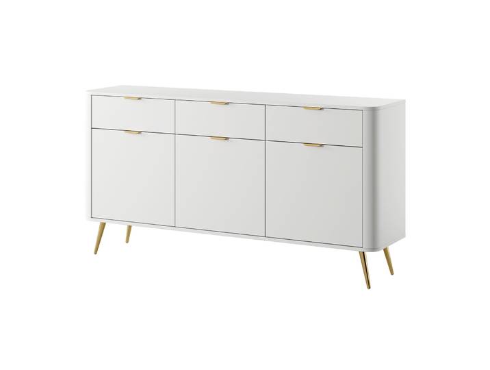 Drehtür-Kommode Oval mit Schubladen 163,5 cm Weiß