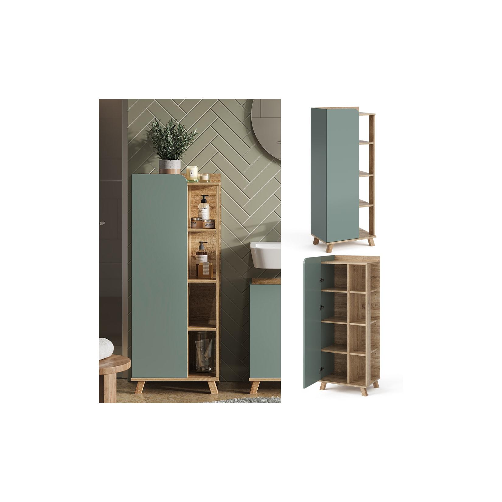 Vicco Midischrank Karen Sonoma Mintgrün 50 x 128 cm Tür offene Fächer