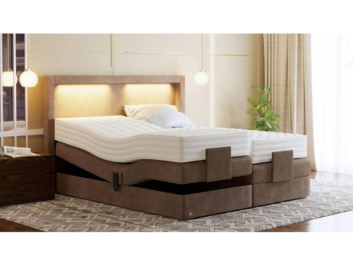 PAARA Boxspringbett elektrisch verstellbar mit LED mit Matratze - Modell Barcelona, mit einzigartigem Belüftungssystem