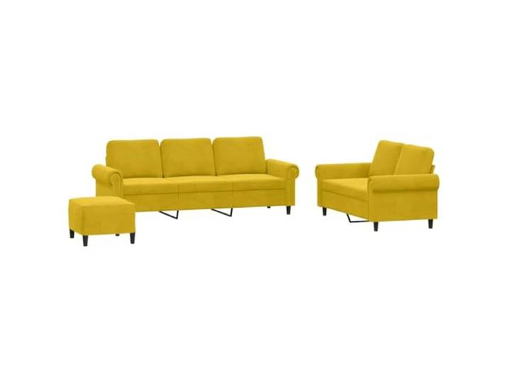 Makastle 3er Set Sofa Couchgarnitur mit Kissen Gelb Samt