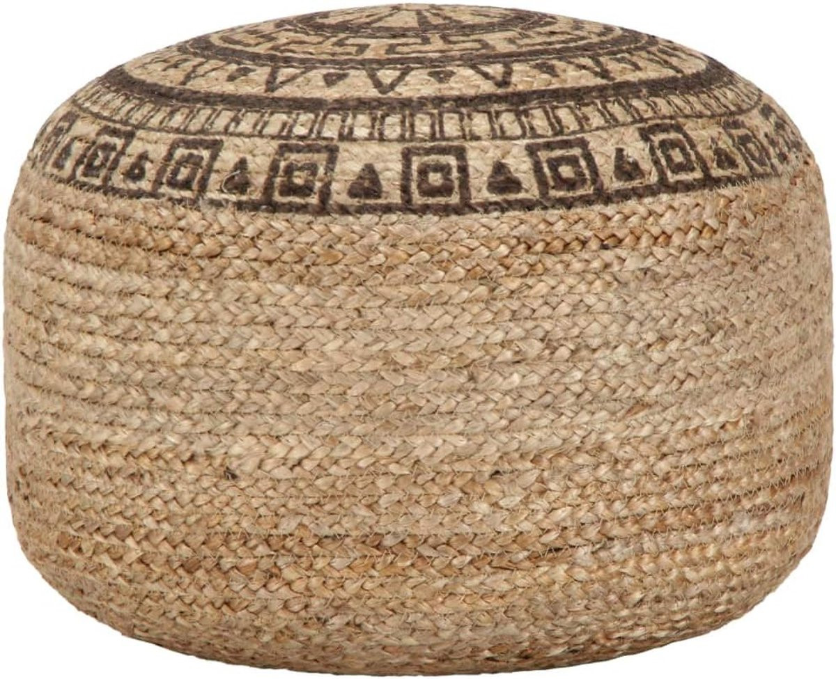 Handgemaakte Zitzak Voetenbank Poef van Gevlochten Jute in Bruin - 45 x 30 cm