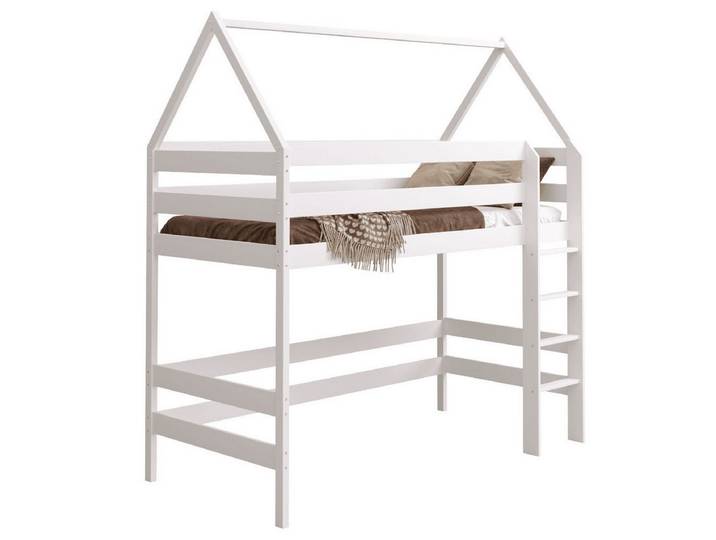 Need Sleep Hausbett Haus-Hochbett aus Kiefernholz 80x160 cm, Weiß