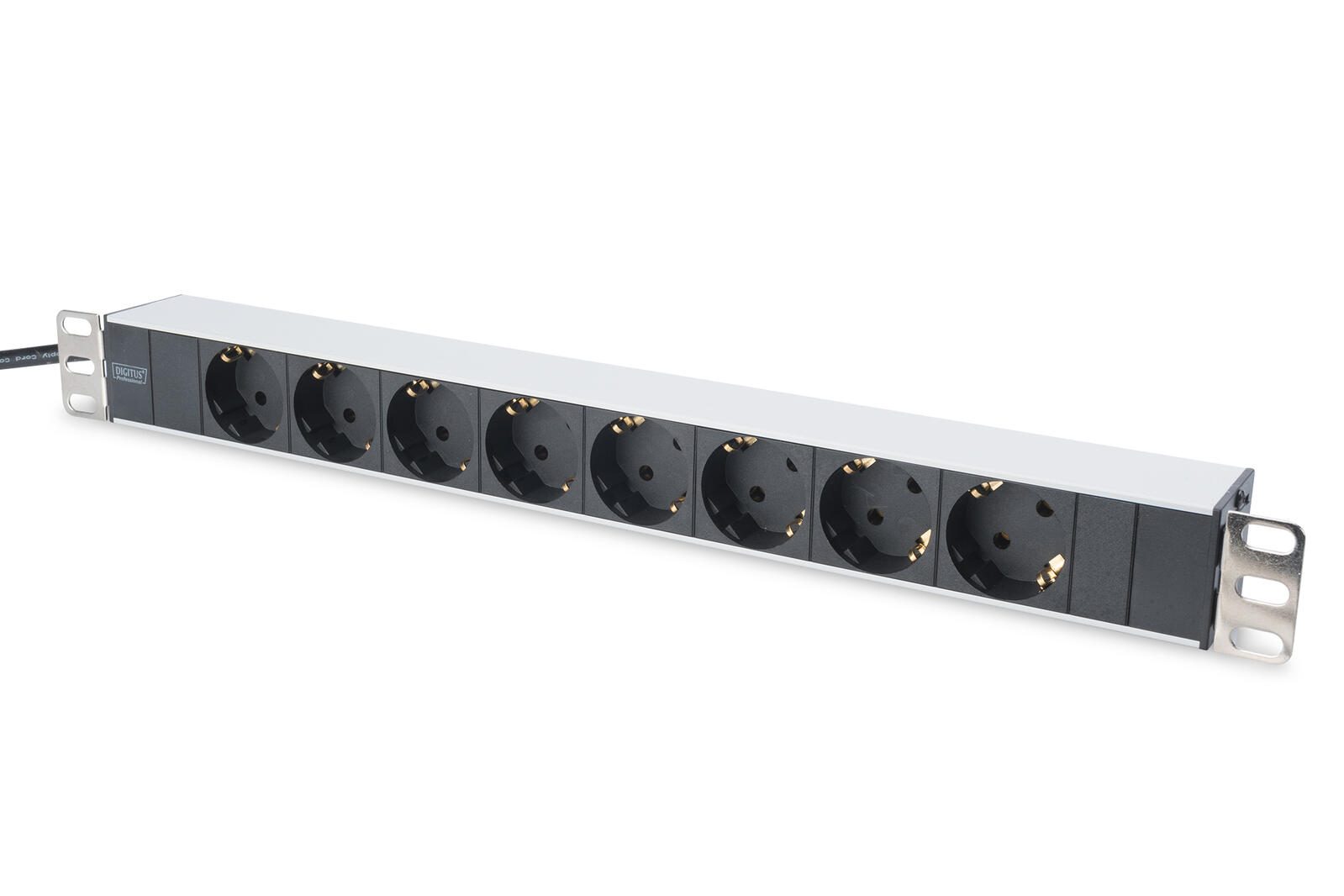 Digitus Steckdosenleiste mit Aluminiumprofil, 8-fach Schutzkontaktsteckdose, 2 m Zuleitung Schutzkontaktstecker DN-95401