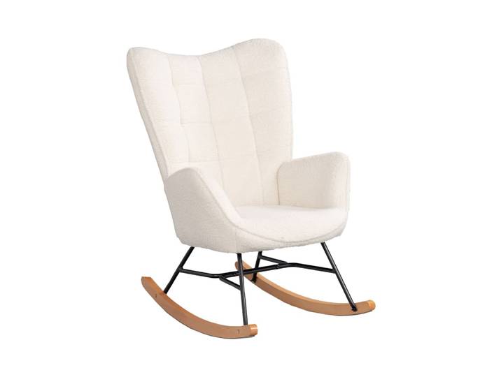 Chaise à bascule scandinave en bouclé blanc