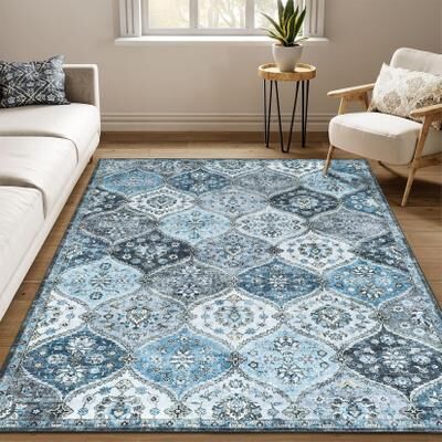 Garvee Oriental Trellis Washable Area Rug