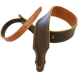 Franklin Strap Chocolate/Gold Reversible Leather/Natural Stich - Gitarrengurt