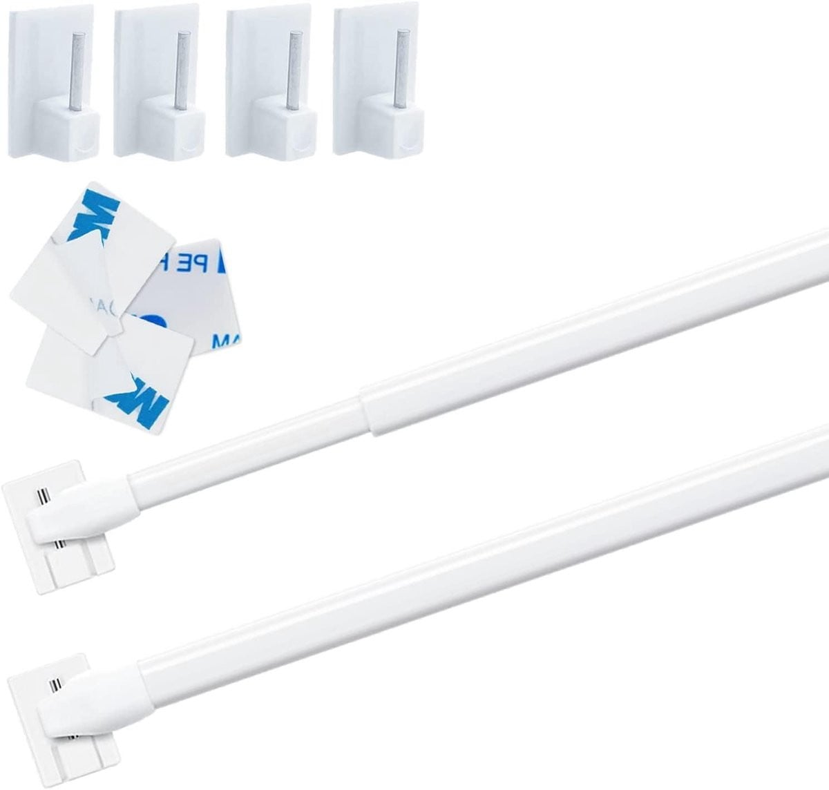 Wit Gordijnroede Set - Uittrekbare Keuken Gordijnroede - 30-50 cm