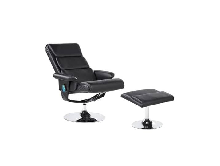 Beliani Massagesessel Kunstleder schwarz mit Heizfunktion, Timer und Fußhocker Legend