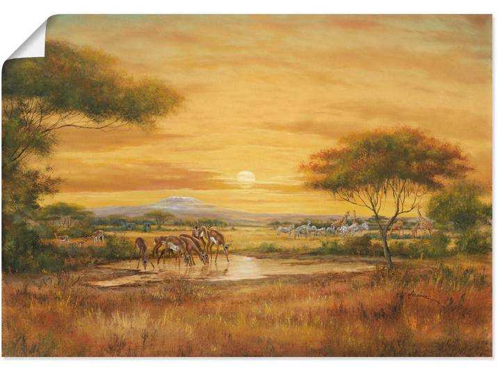 Wandbild ARTLAND Afrikanische Steppe , braun (farbe bild(er): braun), B:70cm H:50cm, Bilder, Wandbild, als Leinwandbild, Poster in verschied. Grössen