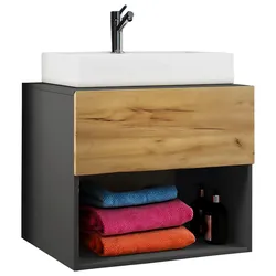Waschtischkombi Lendas 2-tlg. ca. 60 cm Anthr./Honigeiche