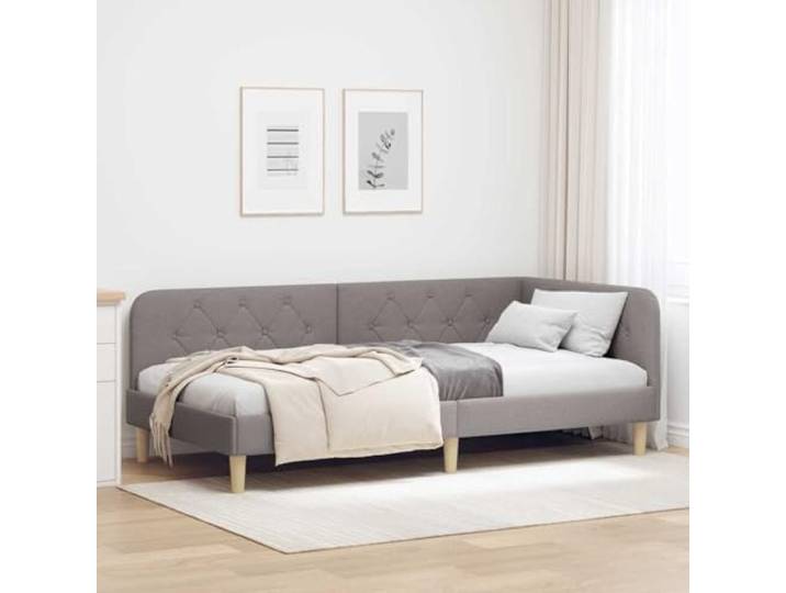 YUOTYRKTEJRSG Stoff L förmig Tagesbett Eckbettrahmen Taupe 100 x 200 cm Eckbettgestell mit Kopfteil Taupe 100 x 200 cm Stoff Lform Tagesbett Sofa Schlafzimmer Stabil Lattenrost