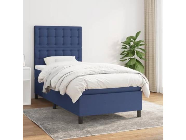 RJPLMFV Lattenrost mit Matratze, Blau, 80 x 200 cm Verstellbarer Kopf, Taschenfedern, mittlere Unterstützung, atmungsaktiver Stoff