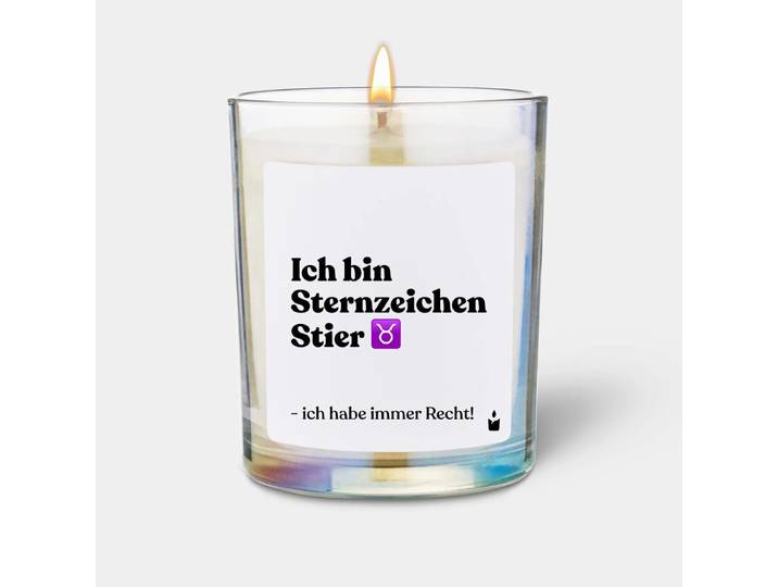 Duftkerze Rainbow Woody Ich bin Sternzeichen Stier - ich habe immer Recht!