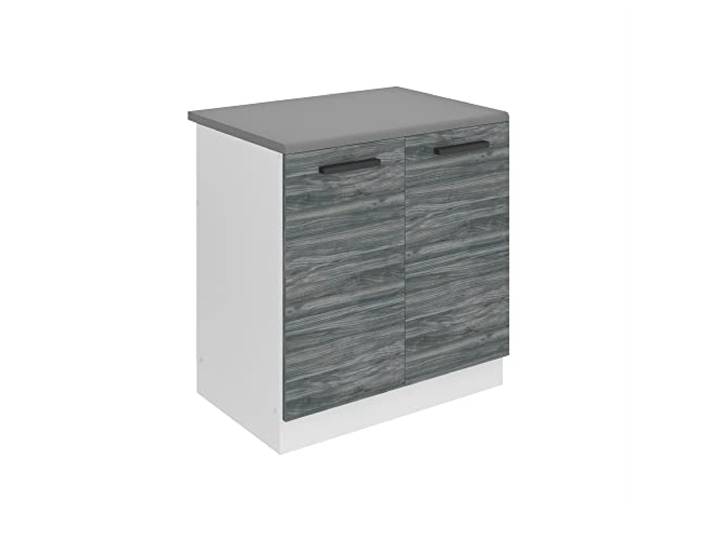 Belini Spülenschrank SDZ 80 cm, mit Arbeitsplatte, Glamour Wood Unterschrank Küche, Spülenunterschrank, Küchenunterschrank Breite, mit 2 Türen