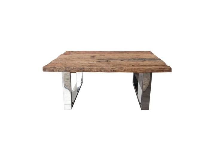Table basse en bois de teck et fer 110x40x60cm