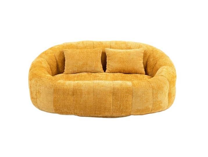 LEMONMAX Pouf Poire Lazy Canapé avec Deux Coussins Fauteuil Poire Dossier Haut Chenille Jaune 145 x 95 x 63 cm