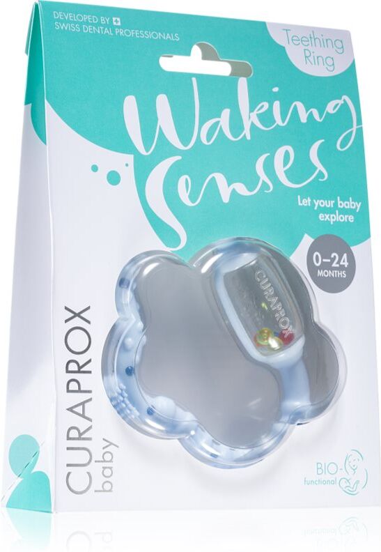 Curaprox Baby Waking Senses anneau de dentition avec brosse de massage et hochet 1 pcs