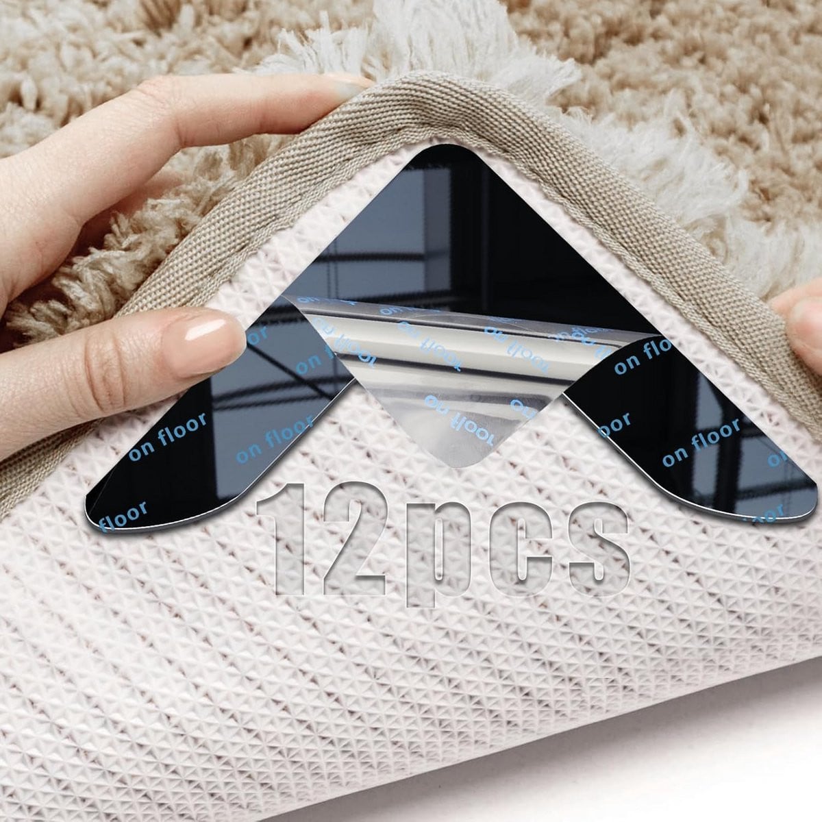 12 stuks Antislip Tapijtstoppers Herbruikbare Hoekfixatie Pads