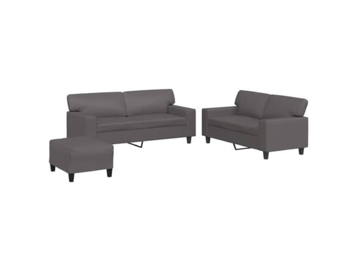 Makastle 3er Set Sofa Couchgarnitur Grau Kunstleder
