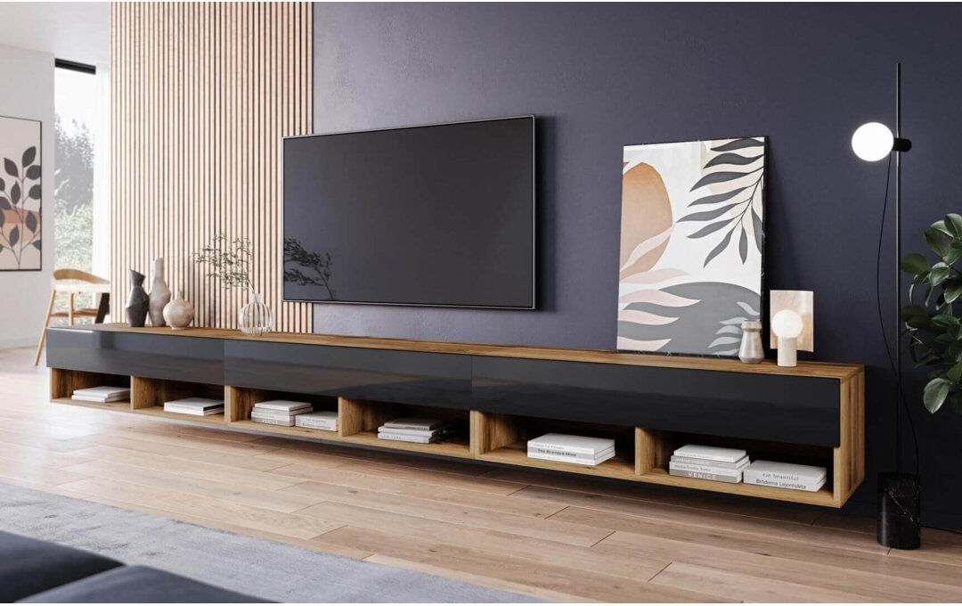 Brayden Studio Cowes TV Stand for TVs up to 88" Wotan/Black 88"