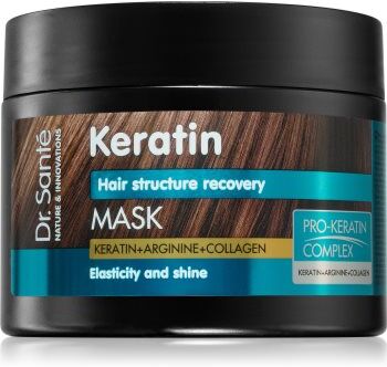 Dr. Santé Keratin máscara restauradora e nutritiva para cabelos quebradiços e sem brilho 300 ml. Keratin