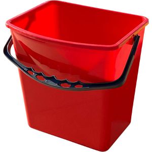 Böttcher-AG Putzeimer Ersatzeimer Reinigungswagen, 6 Liter, eckig, aus Kunststoff, rot, mit Ausgussöffnung