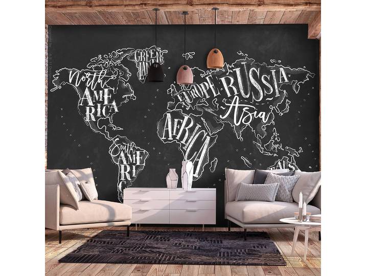 Vlies Fototapete Retro Continents 200 x 140cm Schwarz 200 x 140 cm