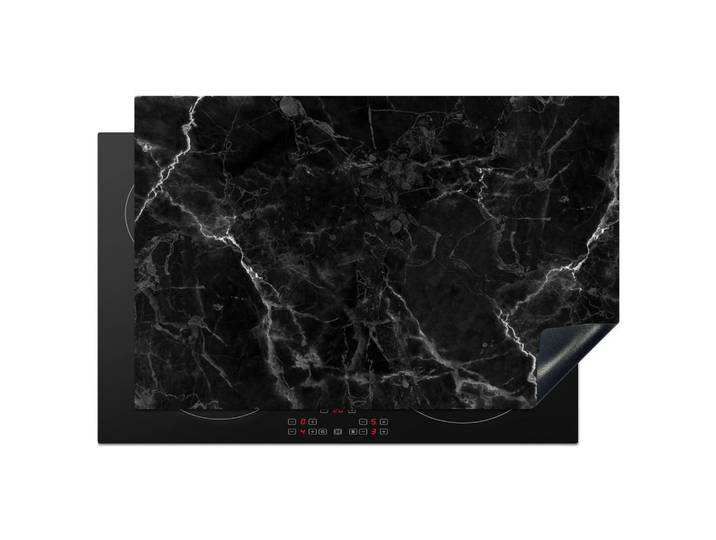 HERDABDECKPLATTE Marmor - Schwarz - Weiß - Textur - Marmoroptik Abdeckung Ceranfeld 81.2x52 cm