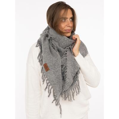 Dreieckstuch ZWILLINGSHERZ "Tasseln", Damen, grau, Obermaterial: 100% Polyacryl, Modetücher, dekorative Fransen, Logo-Patch, strukturierte Textur