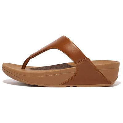Dianette FITFLOP "LULU LEATHER TOEPOST", Damen, Gr. 42, transparent (hellbraun), Rindsleder, unifarben, Schuhe Dianette, Zehentrenner, Pool Slides, Pantolette, Badeschuh mit Keilabsatz