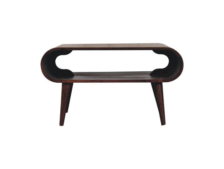 Artisan Furniture Isch California Walnuss-Finish, 1 Regal, Dunkelbraun, Mangoholz, Echtholz,Mangoholz, Oval, 50x44x80 cm, Wohnzimmer, Wohnzimmertische, Couchtische