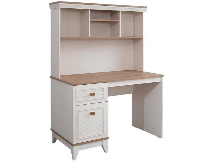Xlmoebel Schreibtisch Weißer Schrank mit Holzregalen für modernen Arbeitsplatz (1-St., Computermöbel), Hergestellt in Europa