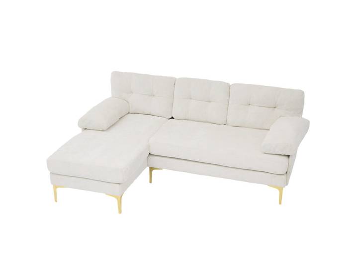 ComfortXL Ecksofa De-34003 wechselbare Liegefunktion Beige, Holz, 187.5x130 cm, Wohnzimmer, Sofas & Couches, Wohnlandschaften, Ecksofas