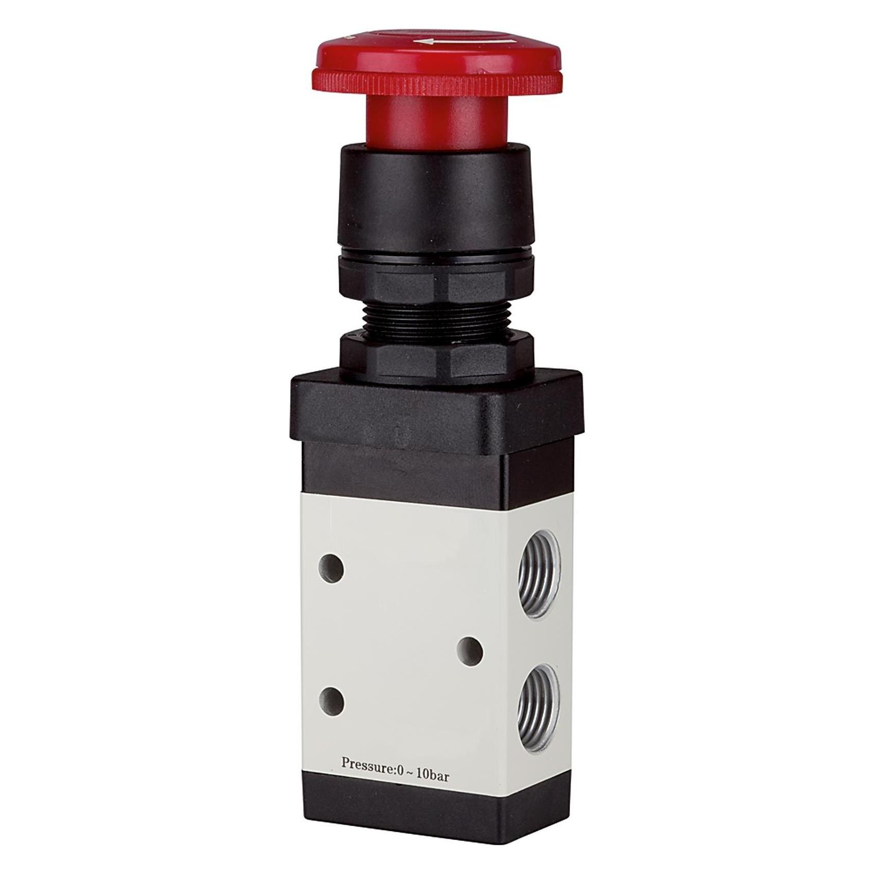 Riegler 3/2-Wegeventil manuell M3 Pilztaster Notrastung NC G 1/4 (515.7004)