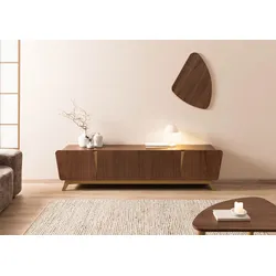 TV-Board Nussbaum-Echtholzfurnier 220x40x55 braun lackiert BUTTERFLY #111