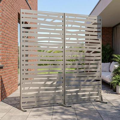 Dovelina Metal Privacy Screen Fence Panel with Stylish Pattern Set of 2