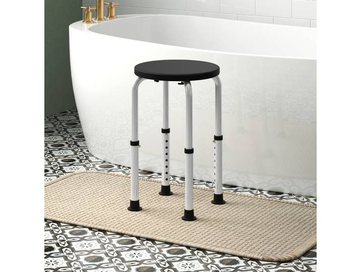 HOMCOM Tabouret de Douche Réglable Ergonomique Alu Noir